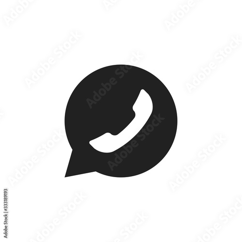 Flat black illustration on white backdrop. Cell phone vector icon. Telephone icon.