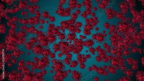 Microscope virus cell. Pandemic bacteria pathogen medical health risk, Corona COVID-19 Alert SOS, immunology, virology, epidemiology concept. 3D rendering looped animation.