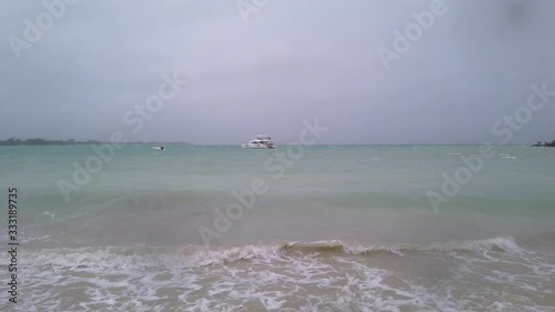 rain and wind and really bad weather conditions during a cyclone on the island of Mauritius, Mauritius, merville beach photo