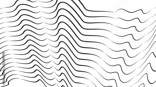 Futuristic Design Element. 3d Dynamic Forms. Optical Illustration. Graphic Print. Vibrant Effect. Abstract Black Stripes On White.