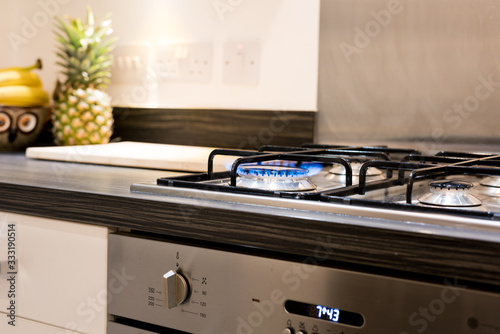 Gas hob in a modern kitchen