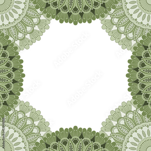 Abstract floral decorative frame for greeting card or invitation in ethnic style
