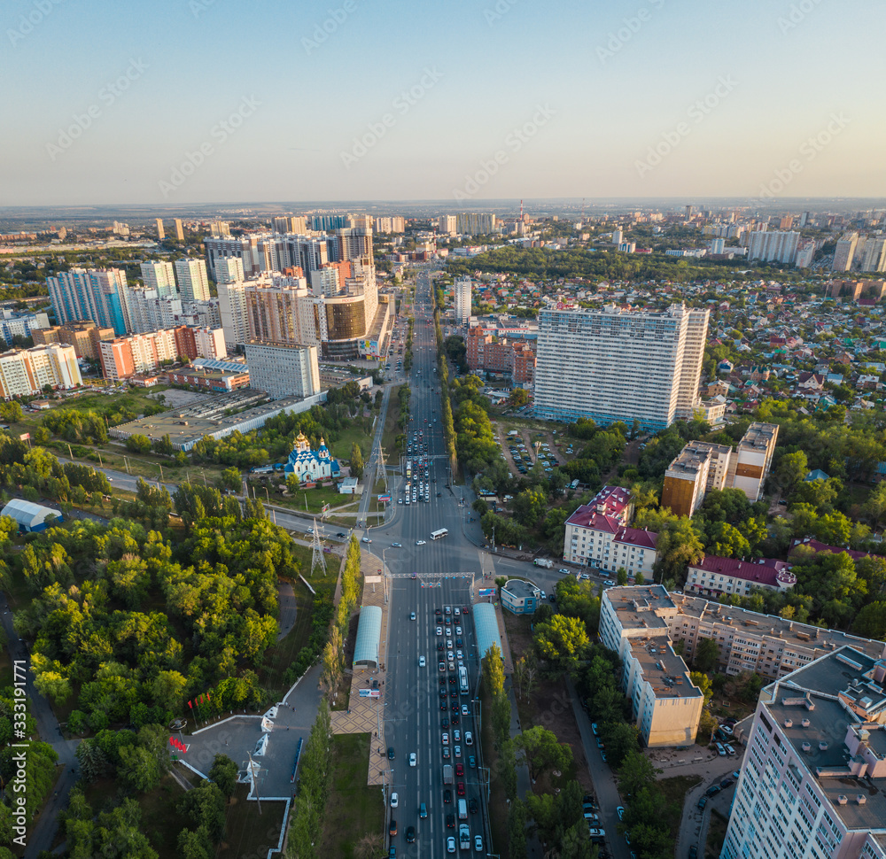 Naklejka premium Aerial city view