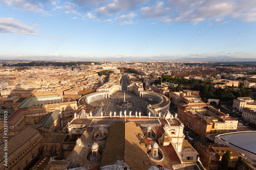 Saint Peter square aerial view, Vatican city