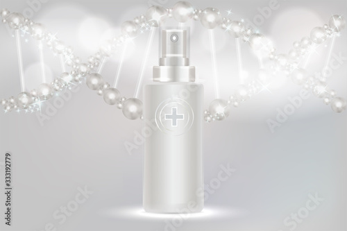 Beauty product ad design, white cosmetic container with collagen solution advertising background ready to use, luxury skin care banner, illustration vector.
