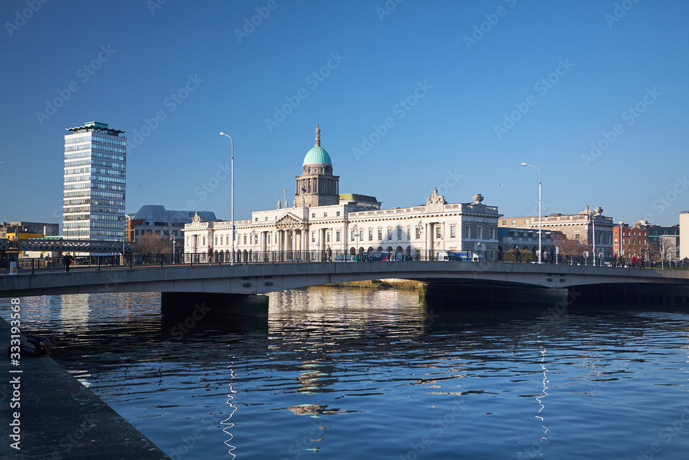 A view along the quays in Dublin City, Ireland