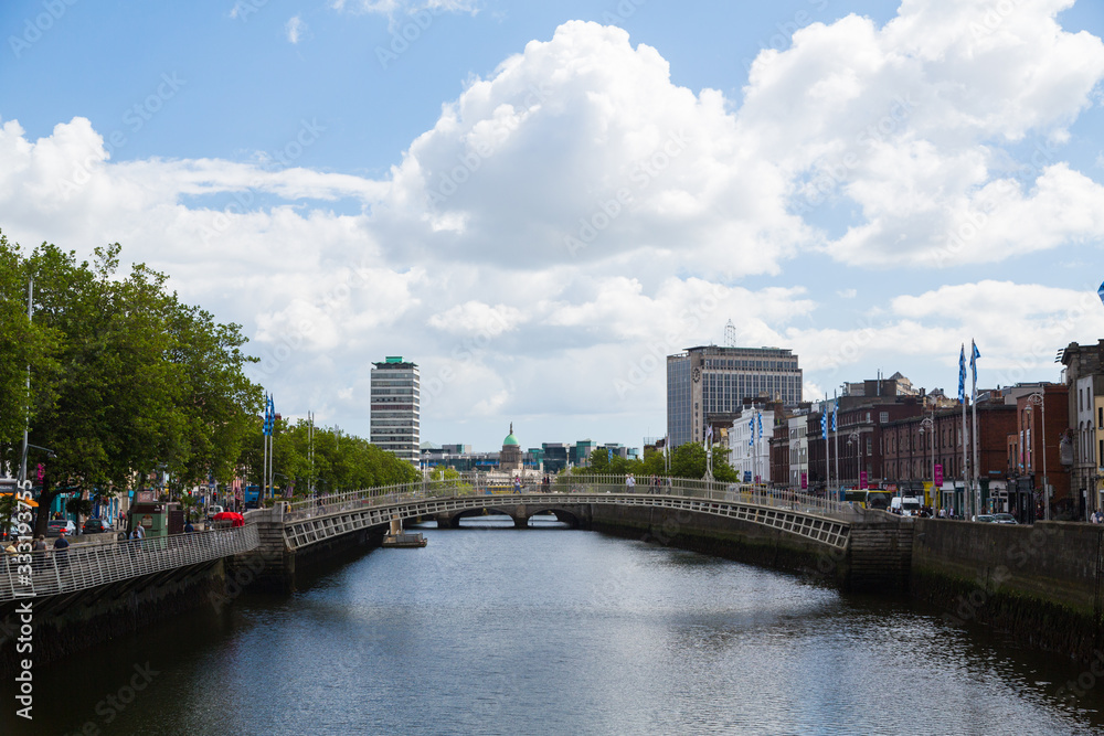 A view along the quays in Dublin City, Ireland A view along the quays in Dublin City, Ireland