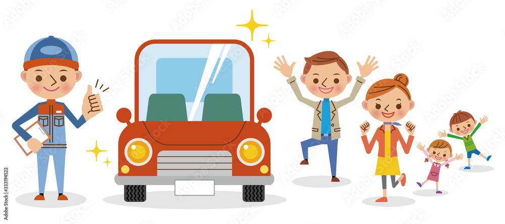 整備士と車と家族(修理後) 整備士と車と家族(修理後)