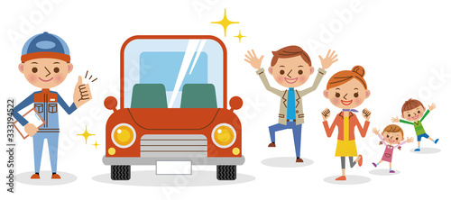 整備士と車と家族（修理後）