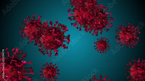 Microscope virus cell. Pandemic bacteria pathogen medical health risk, Corona COVID-19 Alert SOS, immunology, virology, epidemiology concept. 3D rendering looped animation.