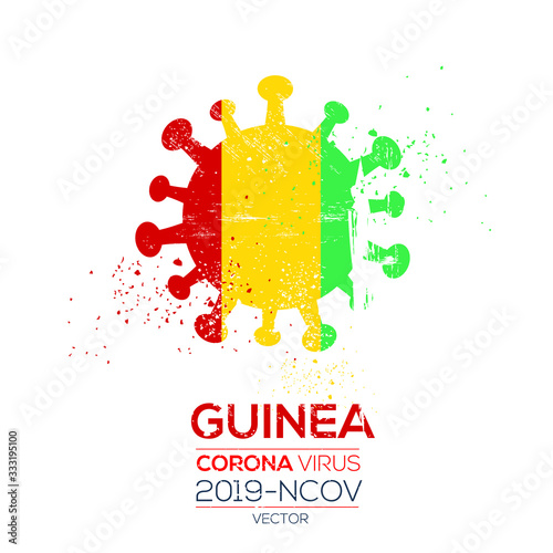 Guinea flag with corona virus Symbol, (2019-nCoV), vector illustration.