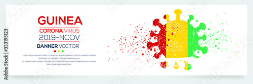 Guinea flag with corona virus Symbol, (2019-nCoV), vector illustration.