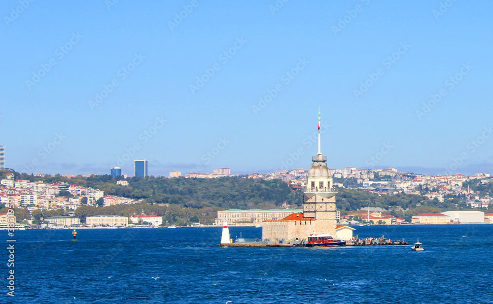 view of istanbul Maiden's tower and Bosphorus