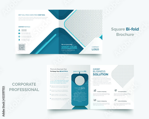 Corporate square bi-fold brochure design template