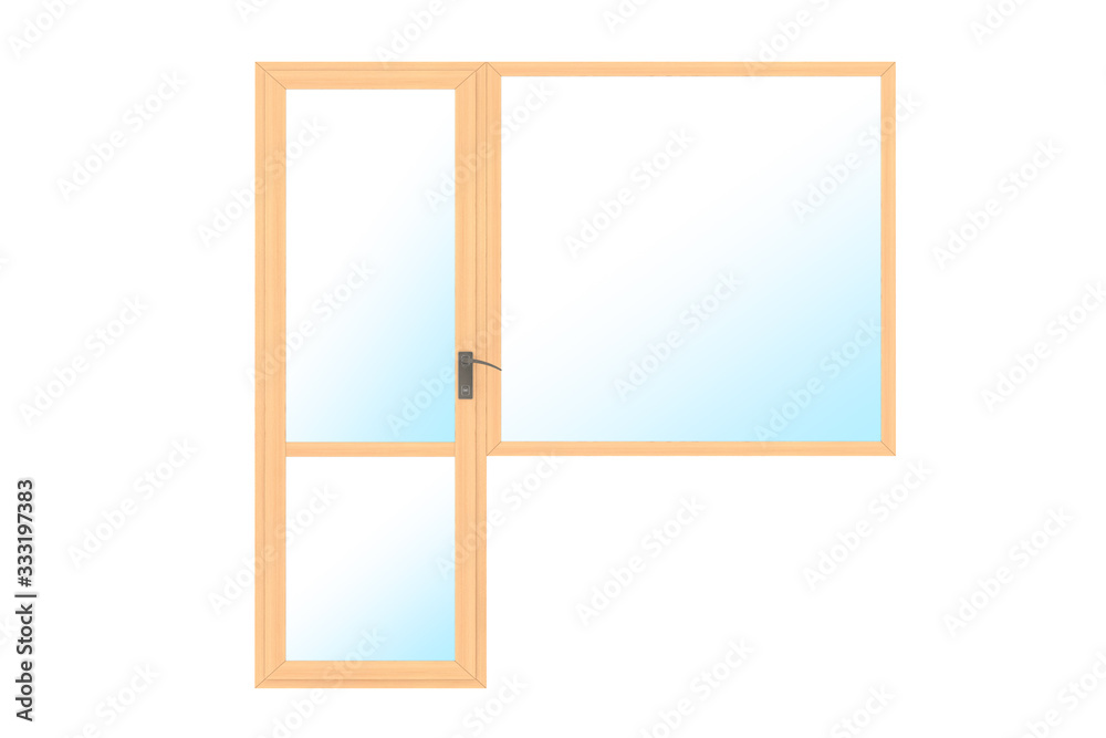 Red Wood Balcony Door and Window. 3d Rendering Red Wood Balcony Door and Window. 3d Rendering
