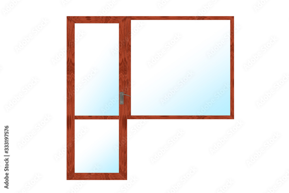 Red Wood Balcony Door and Window. 3d Rendering Red Wood Balcony Door and Window. 3d Rendering