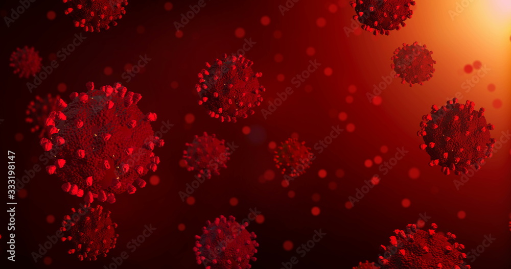 Red Coronavirus COVID-19 X-Ray Disease -nCov Virus Closeup Defocuses Red Background of Virus Flu Cells as a Dangerous Asian Pandemic Virus Closeup Background 3D Animation Visualization Red Coronavirus COVID-19 X-Ray Disease -nCov Virus Closeup Defocuses Red Background of Virus Flu Cells as a Dangerous Asian Pandemic Virus Closeup Background 3D Animation Visualization