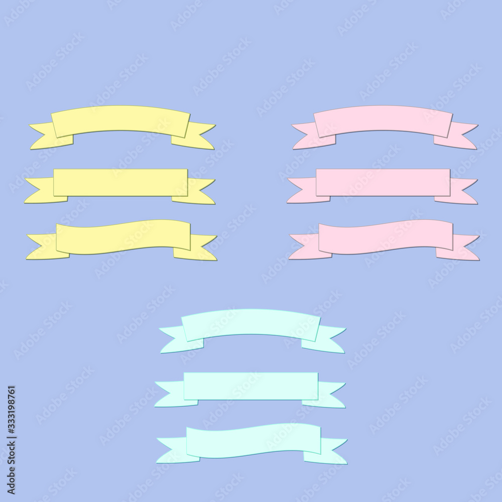 banner ribbon vector set  cute kawaii