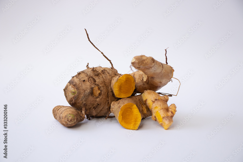 Curcuma zanthorrhiza or temulawak, good for boosting on white background the immune system on white background