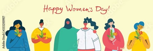 Colorful vector illustration concept background of Happy Woman's internarional day in the flat style photo