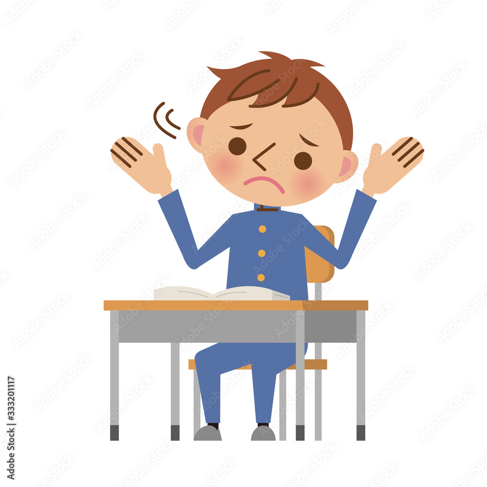 勉強や授業に悩む男子中学生・高校生 勉強や授業に悩む男子中学生・高校生
