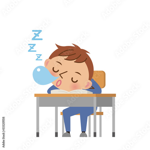 授業中に居眠りする男子中学生・高校生
