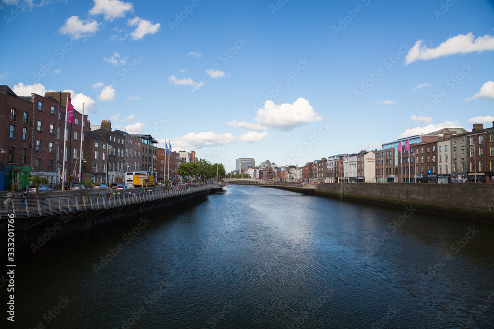 A view along the quays in Dublin City, Ireland