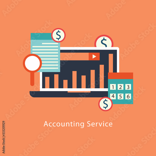 Accounting and taxes flat vector illustration 