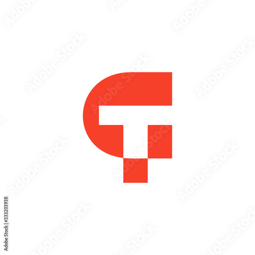 letter ct simple geometric design logo vector