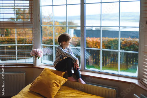 girl in quarantine isolation at home