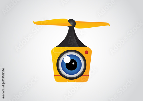 Aerial photography and videography symbol. Drone technology design - vector illustration of a drone in the sky. Modern vector line art collection.