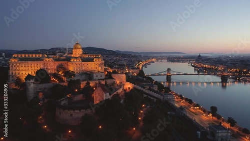 Budapest at night with Buda Castle Royal Palace