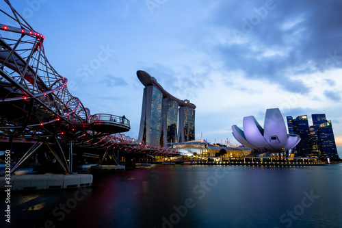 Marina Bay Sands Hotel in Singapore at blue hour photo