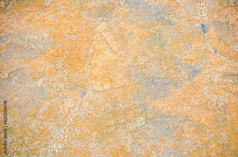 gray wall of old house closeup. White and yellow peeling plaster. Cracks on the surface of building or fence. City building concept. Copy space. Place for text. Selective focus image. gray wall of old house closeup. White and yellow peeling plaster. Cracks on the surface of building or fence. City building concept. Copy space. Place for text. Selective focus image.