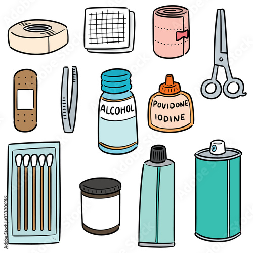 vector set of first aid kit