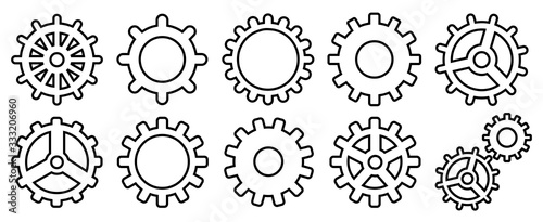 Gear wheel set. Vector. Icon set
