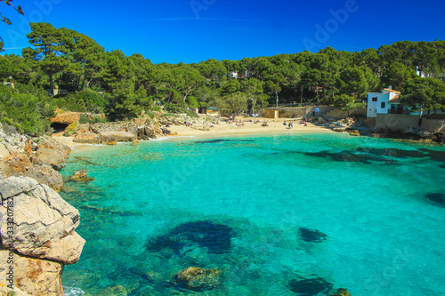 Cala Gat beach - view over beautiful idyllic coast in Cala Rajada, Mallorca, Spain