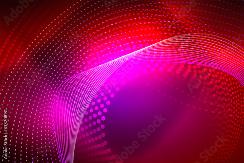 Abstract particles  wave background  neon motion techno design