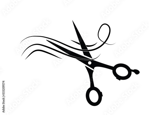 Hairdresser flat icon (hair, scissors) isolated on white background. Beauty, fashion and style.