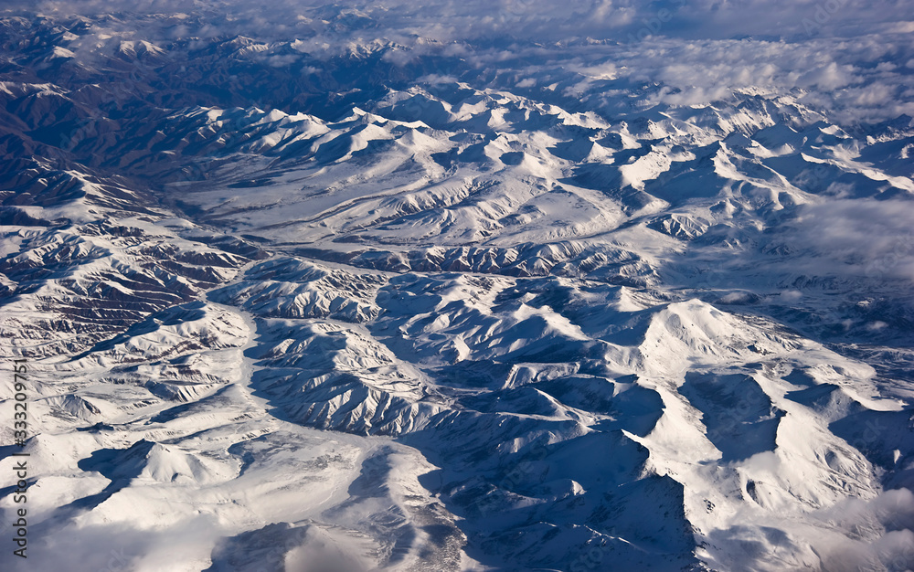 aerial view of mountains in Tibet