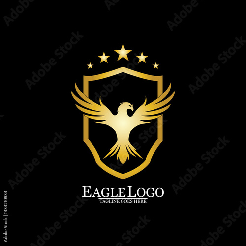 Golden Eagle with Shield logo design