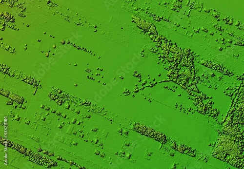 DEM - digital elevation model. Product made after proccesing pictures taken from a drone. Shows the urban area of the scattered village photo