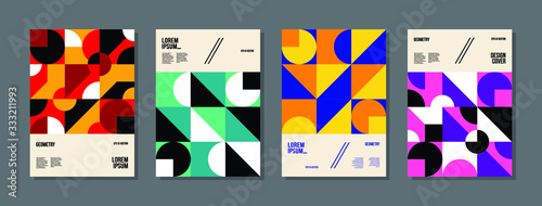 Minimal geometric posters set. Trendy design patterns. Eps10 vector.