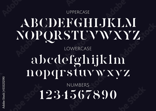 Vector stencil serif minimal alphabet photo