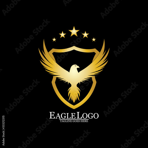 Golden Eagle with Shield logo design