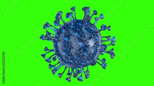 Microscope virus cell. Pandemic bacteria pathogen medical health risk, Corona COVID-19 Alert SOS, immunology, virology, epidemiology concept. 3D rendering looped animation.
