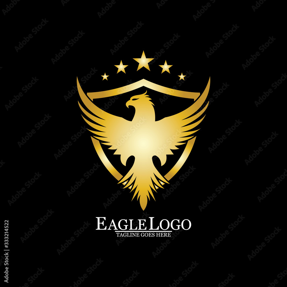 Golden Eagle with Shield logo design Golden Eagle with Shield logo design