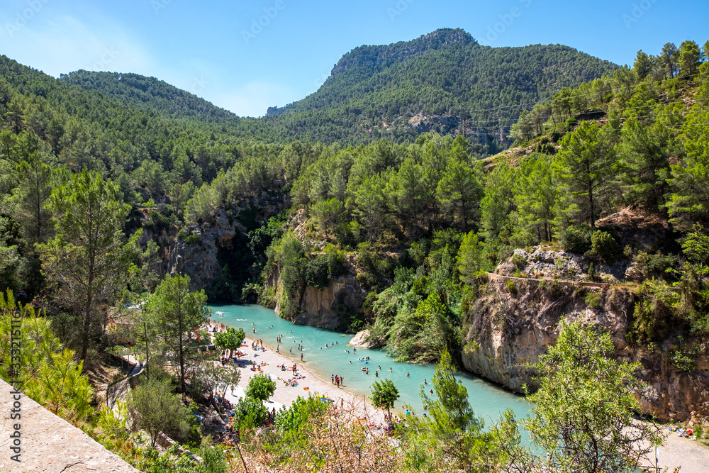 Montanejos river with thermal water in Castellon, Spain.