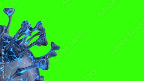 Microscope virus cell. Pandemic bacteria pathogen medical health risk, Corona COVID-19 Alert SOS, immunology, virology, epidemiology concept. 3D rendering looped animation.