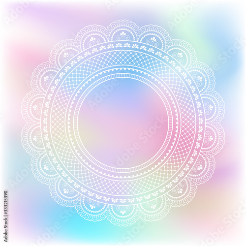 Blurred pastel background with decorative pattern in ethnic oriental style on for greeting card, invitation or announcement